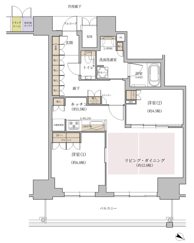 ジオタワー大阪十三 間取り EIタイプ（33・34階）
