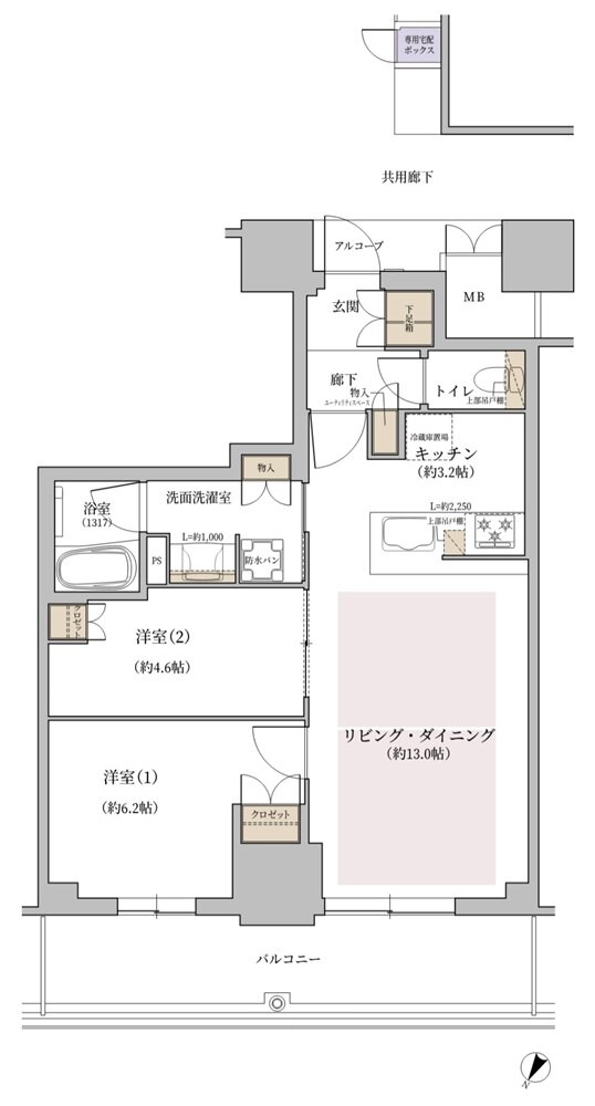 ジオタワー大阪十三 間取り UMタイプ（7階）