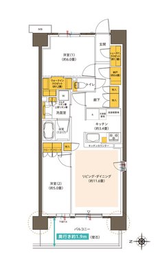 パークホームズ溝の口　ミッドイースト 間取り W62Aタイプ