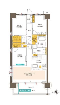 パークホームズ溝の口　ミッドイースト 間取り W72Aタイプ