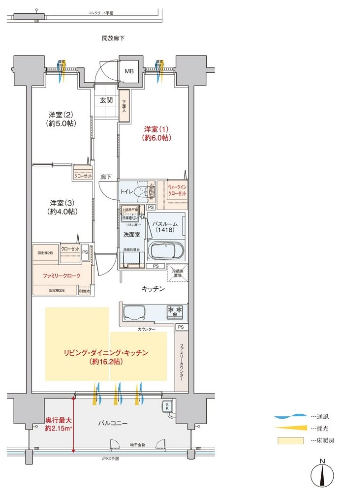 ヴェルディ東朝日町 間取り B type（2～14階）