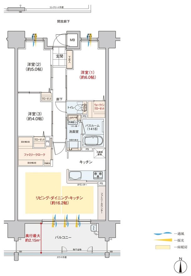 ヴェルディ東朝日町 間取り B type（2～14階）