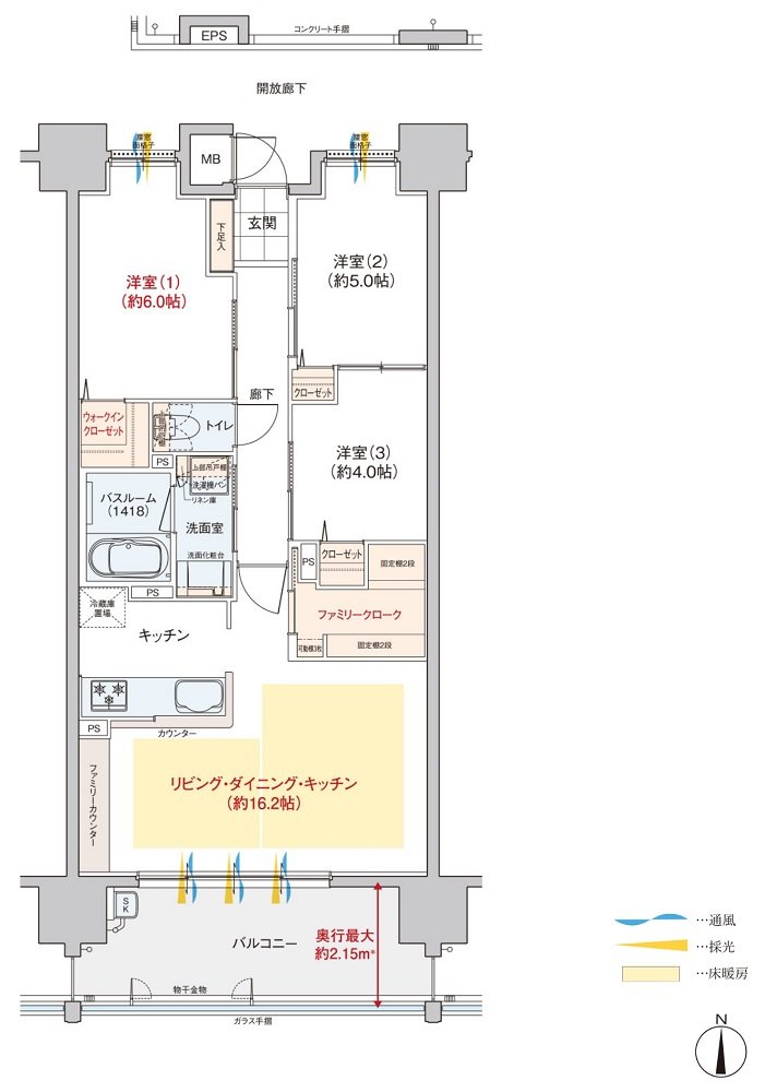 ヴェルディ東朝日町 間取り C type（2～14階）