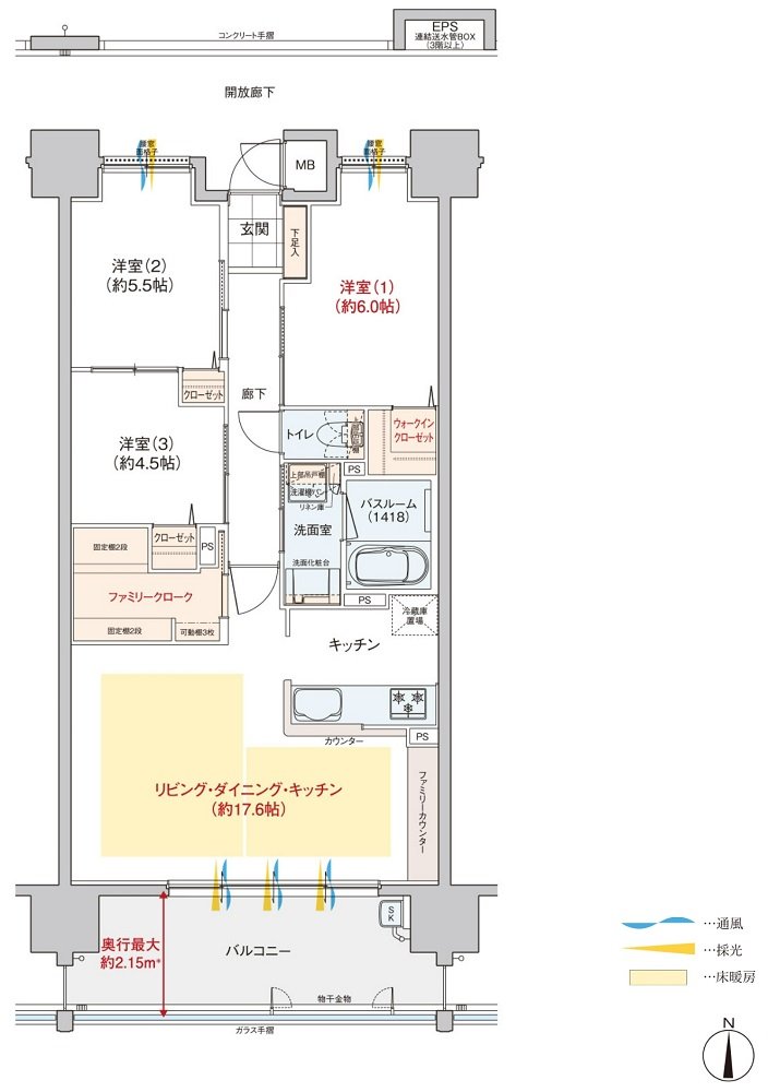 ヴェルディ東朝日町 間取り D type（2～14階）