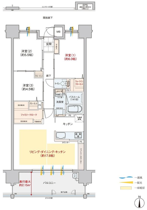 ヴェルディ東朝日町 間取り D type（2～14階）