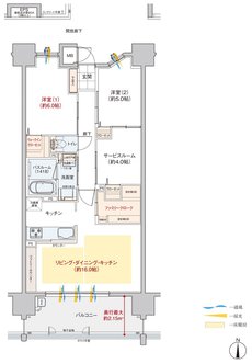 ヴェルディ東朝日町 間取り E type（2～14階）