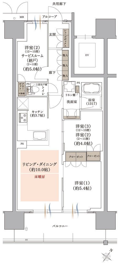 プラネスーペリア グラン大津瀬田 間取り E1 TYPE BASIC PLAN