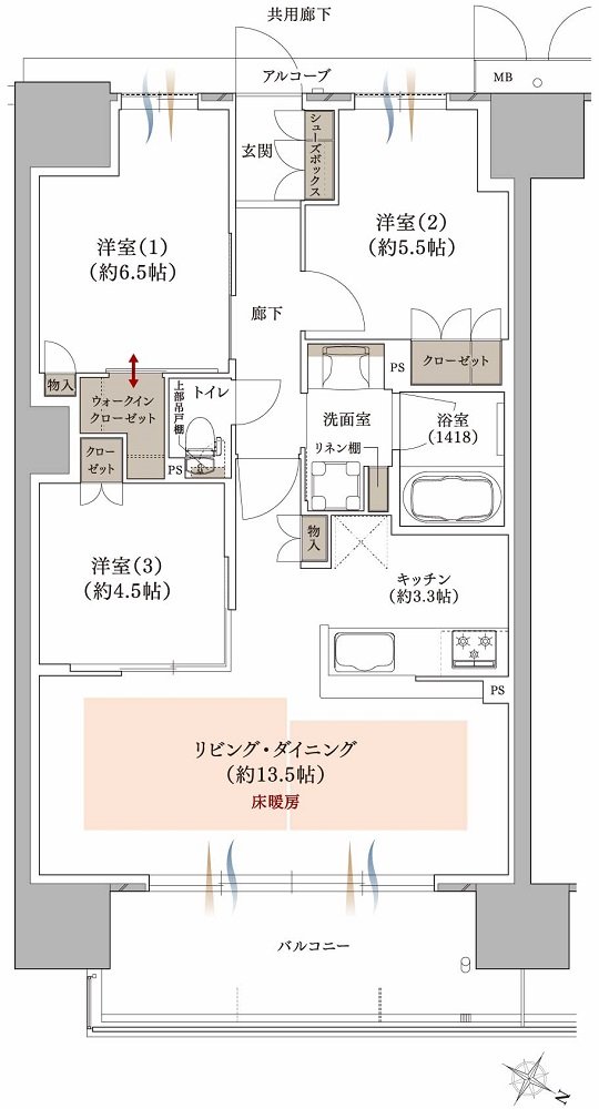 プラネスーペリア グラン大津瀬田 間取り N TYPE