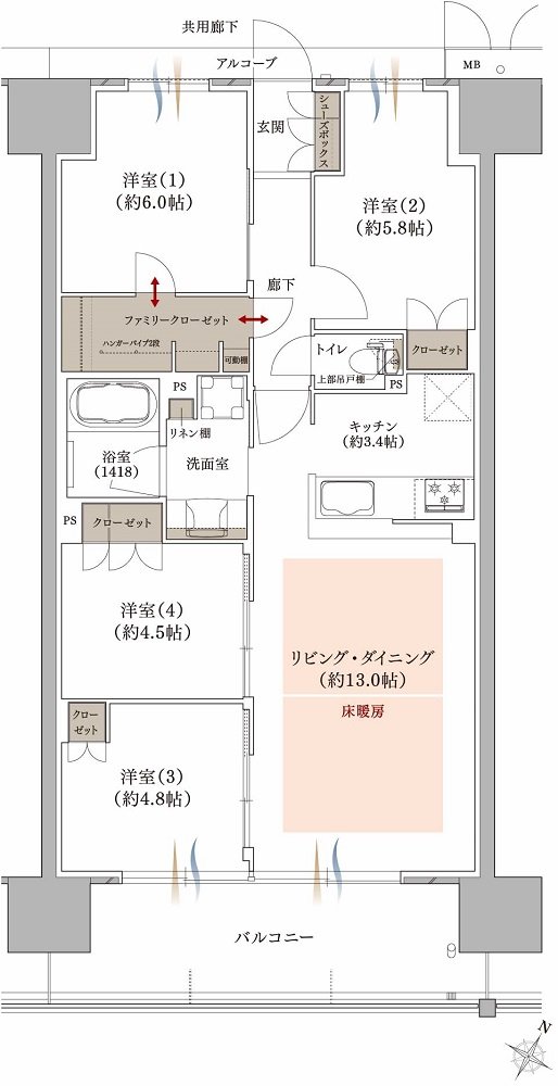 プラネスーペリア グラン大津瀬田 間取り J TYPE