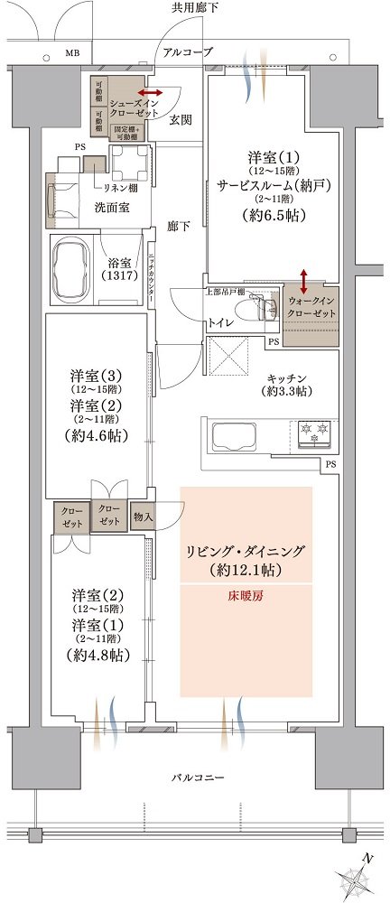 プラネスーペリア グラン大津瀬田 間取り K TYPE