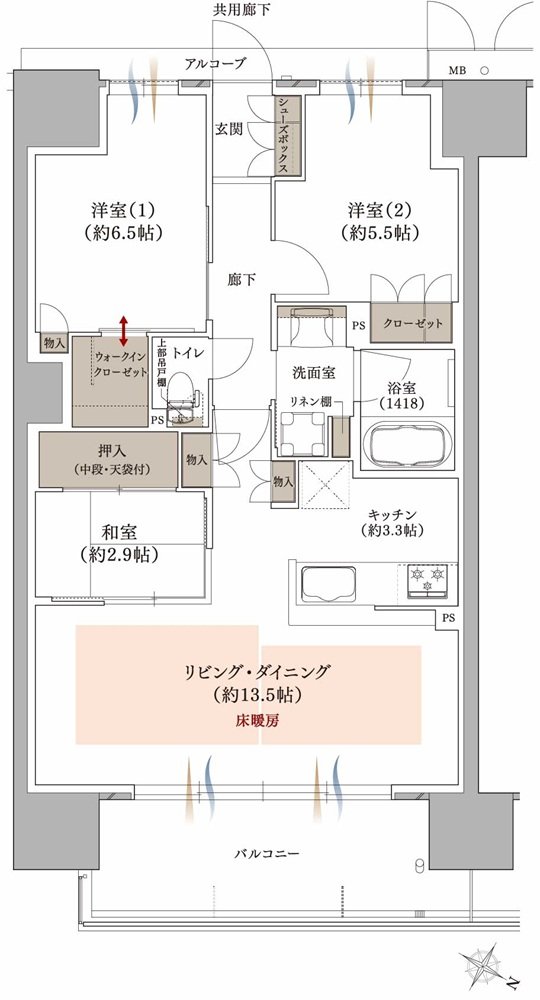 プラネスーペリア グラン大津瀬田 間取り N TYPE MENU PLAN2