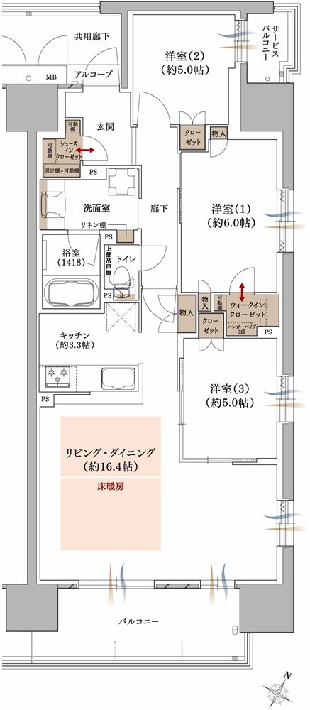 プラネスーペリア グラン大津瀬田 間取り M TYPE MENU PLAN2