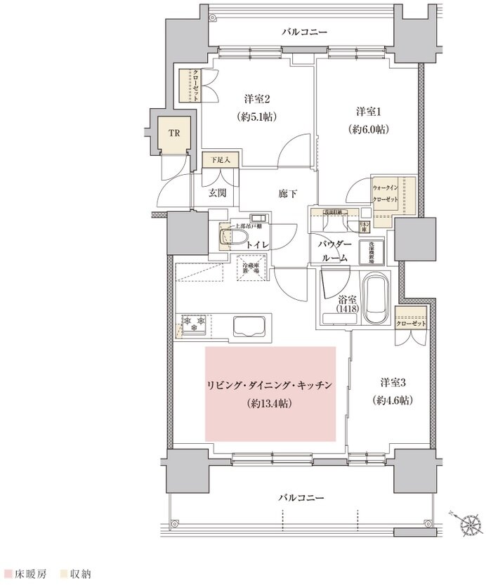 プレミスト札幌環状通東ステーションサイド 間取り E TYPE