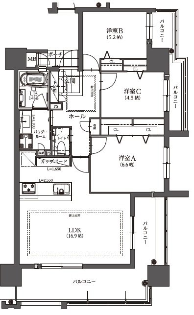 サンライフ黒原 間取り D type