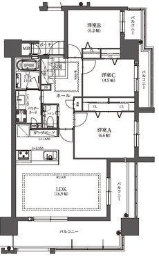 サンライフ黒原 間取り D type