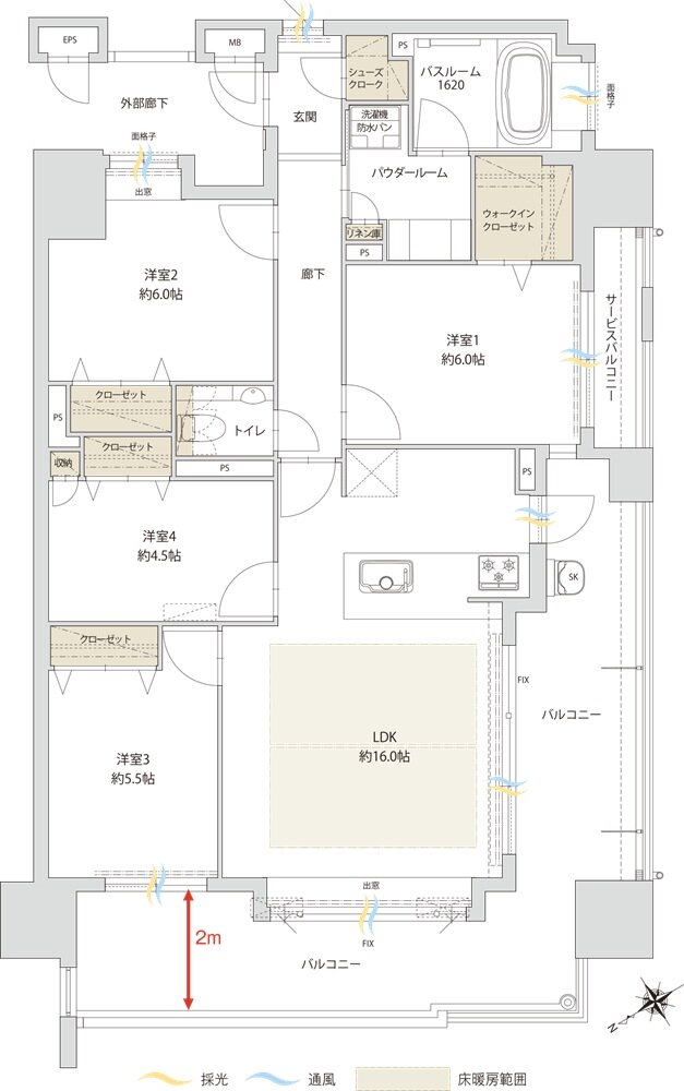 アクタス籠町グランミライ 間取り H type【BASICプラン】