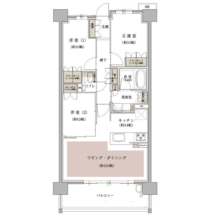 バンベール高畑 間取り Gタイプ