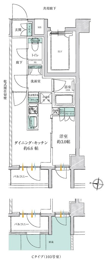 サンクレイドル西日暮里II・III 間取り C type（III）