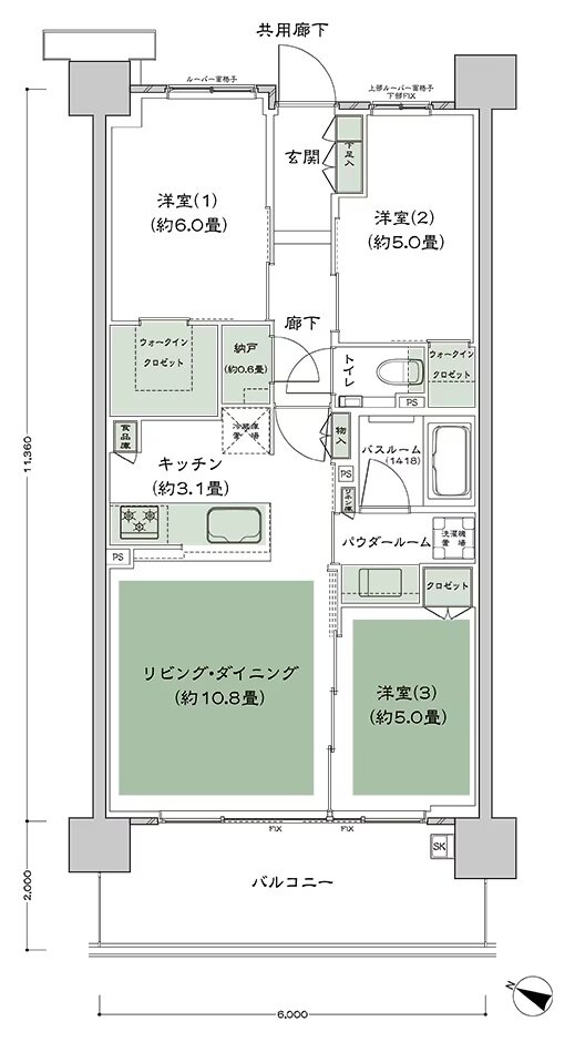 シティテラス登戸 間取り B3a' type