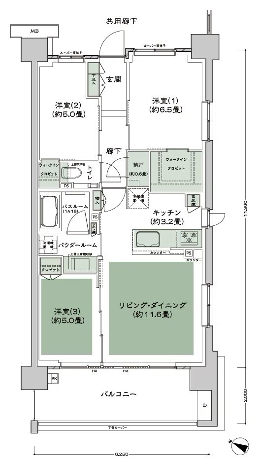 シティテラス登戸 間取り N(C2) type