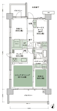 シティテラス登戸 間取り D(D1) type