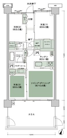 シティテラス登戸 間取り E2t(E2g) type