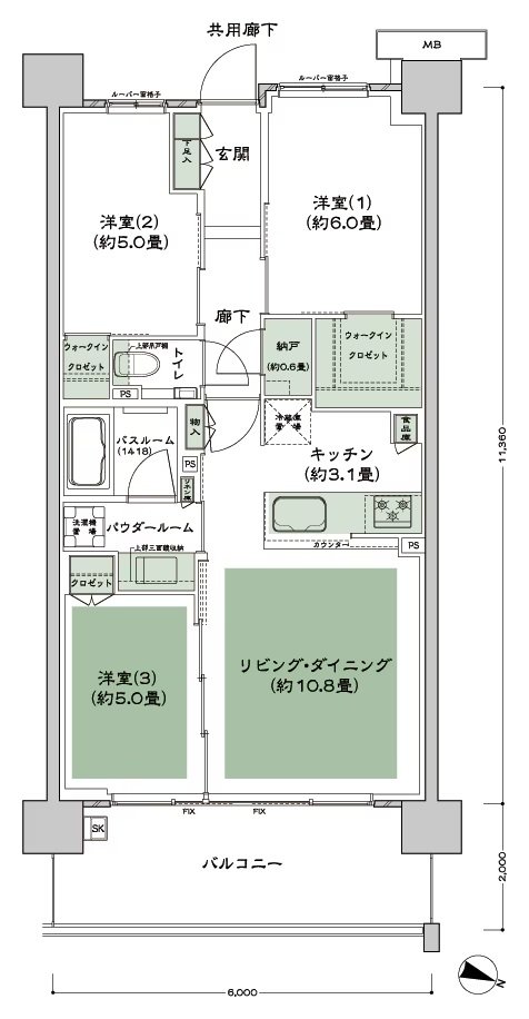 シティテラス登戸 間取り H4 type