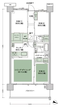 シティテラス登戸 間取り H2' type