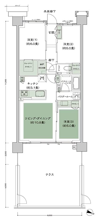 シティテラス登戸 間取り H1b't type