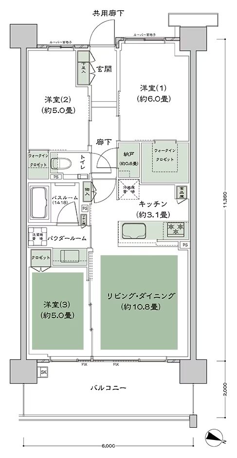 シティテラス登戸 間取り H4_3-7F type