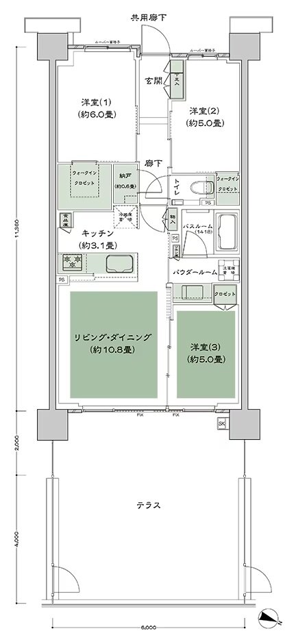シティテラス登戸 間取り H3't type