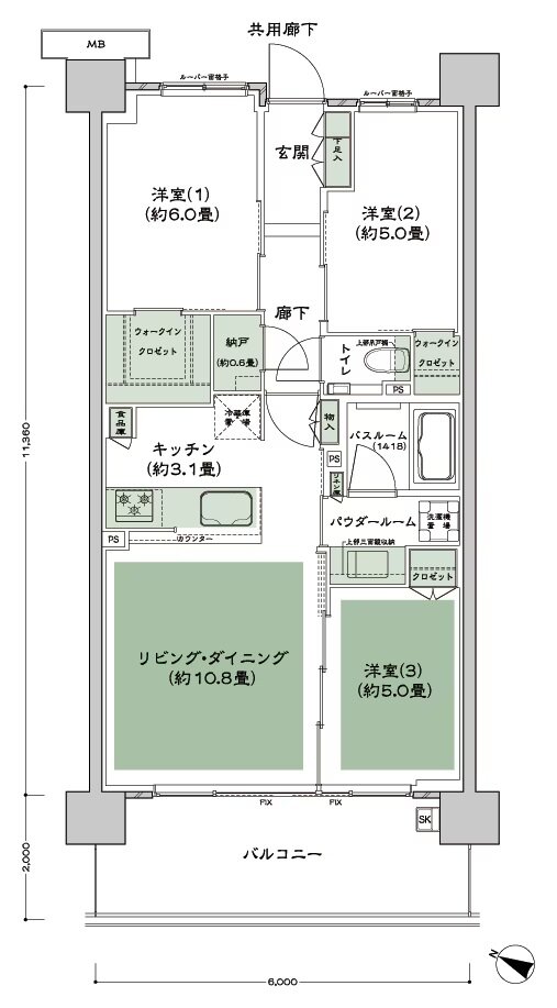 シティテラス登戸 間取り B2a' type