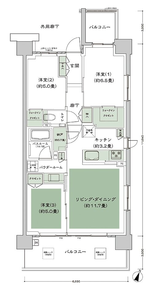 シティテラス登戸 間取り F type