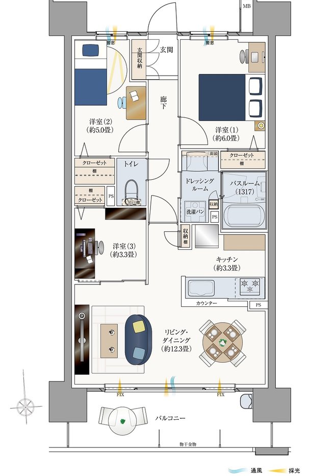 サーパス防府駅マークフロント 間取り Cタイプ