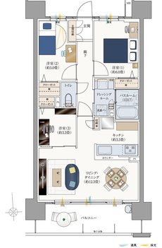 サーパス防府駅マークフロント 間取り Cタイプ