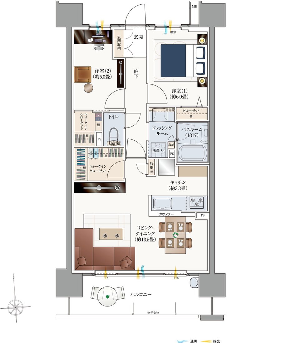 サーパス防府駅マークフロント 間取り Cタイプ（メニュープラン）