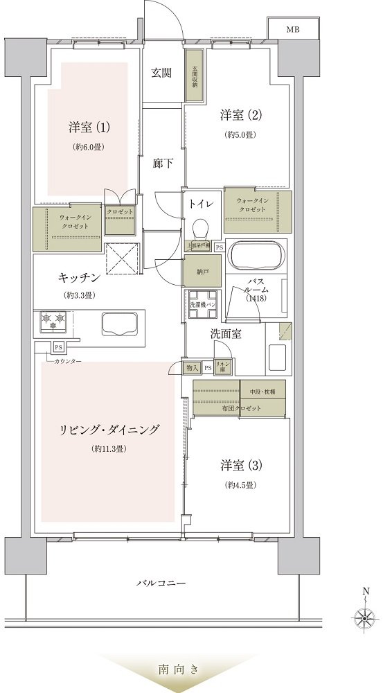 ザ・ライオンズ武蔵小杉 間取り N2 type