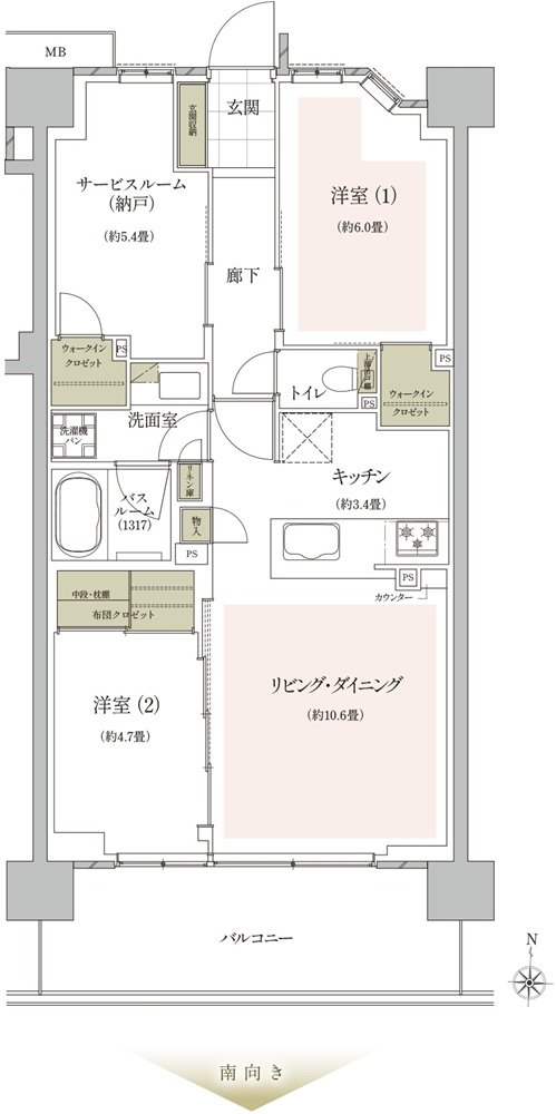 ザ・ライオンズ武蔵小杉 間取り L type