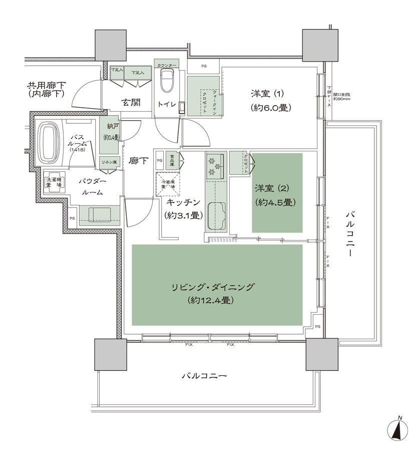 シティタワー札幌すすきの 間取り K_標準 type
