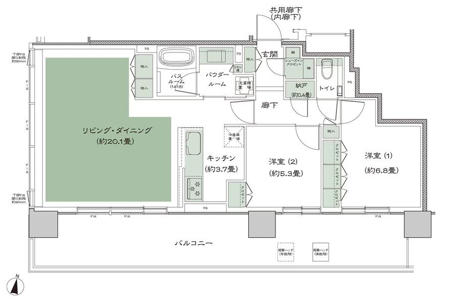 シティタワー札幌すすきの 間取り J_LD拡大 type