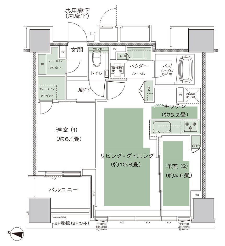 シティタワー札幌すすきの 間取り F-標準 type
