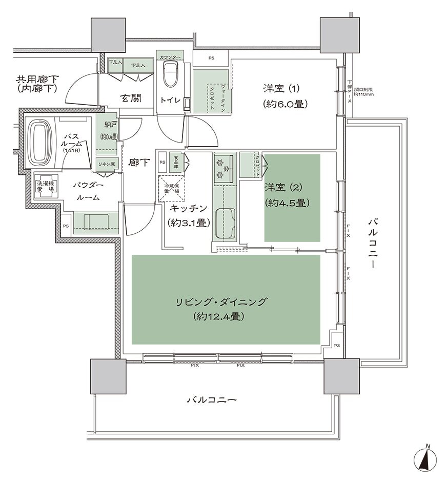 シティタワー札幌すすきの 間取り K-標準 type