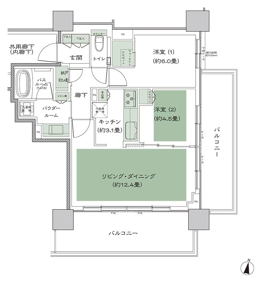 シティタワー札幌すすきの 間取り K-標準 type