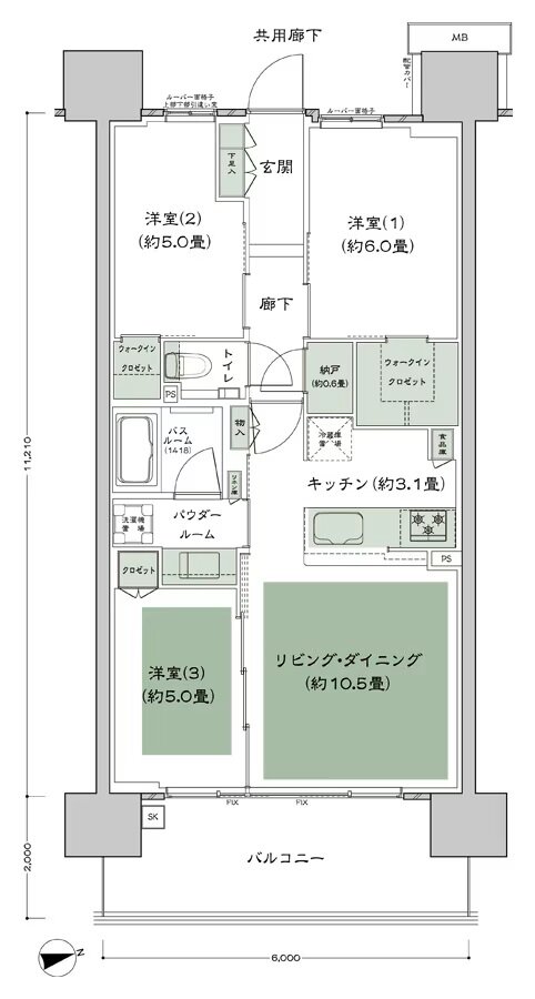 シティテラス尼崎 間取り B3 type