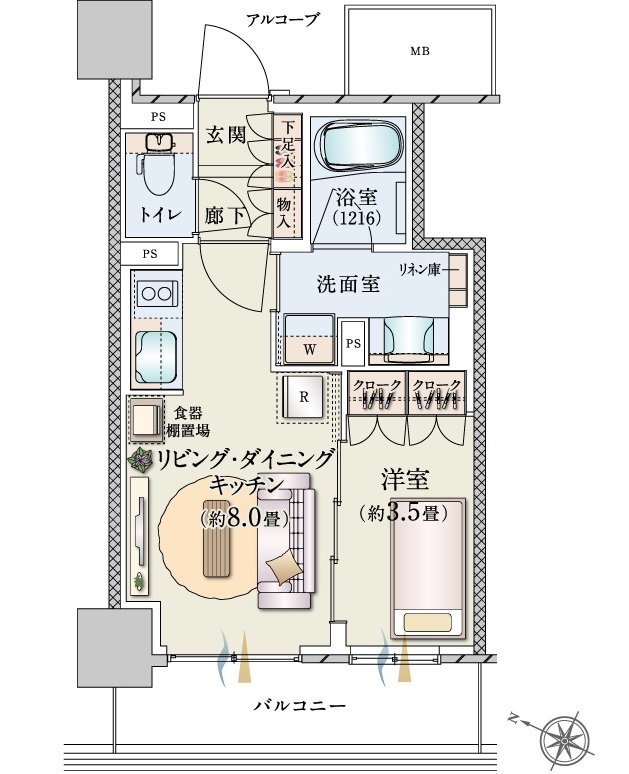 パークホームズ仙台中央 間取り Aタイプ