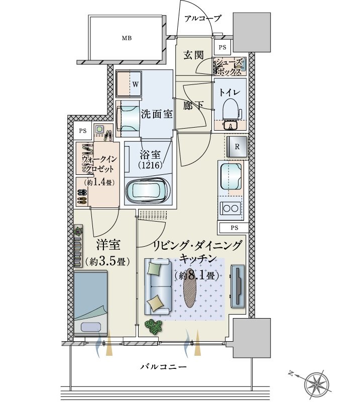 パークホームズ仙台中央 間取り Bタイプ
