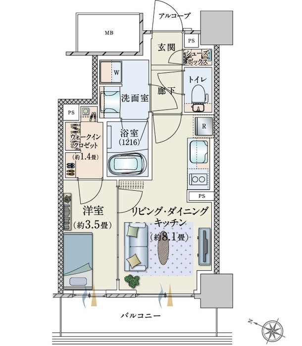 パークホームズ仙台中央 間取り Bタイプ