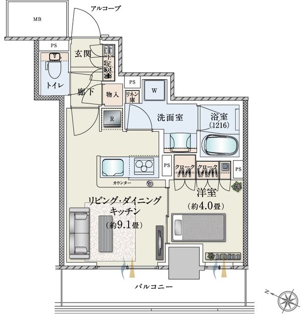 パークホームズ仙台中央 間取り Cタイプ