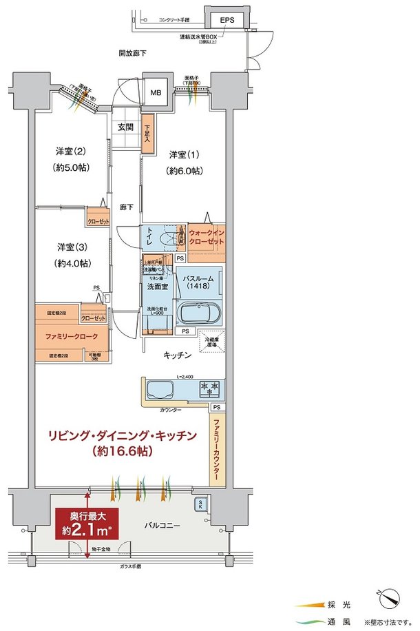 ヴェルディ古京町 間取り B type（2～12階）
