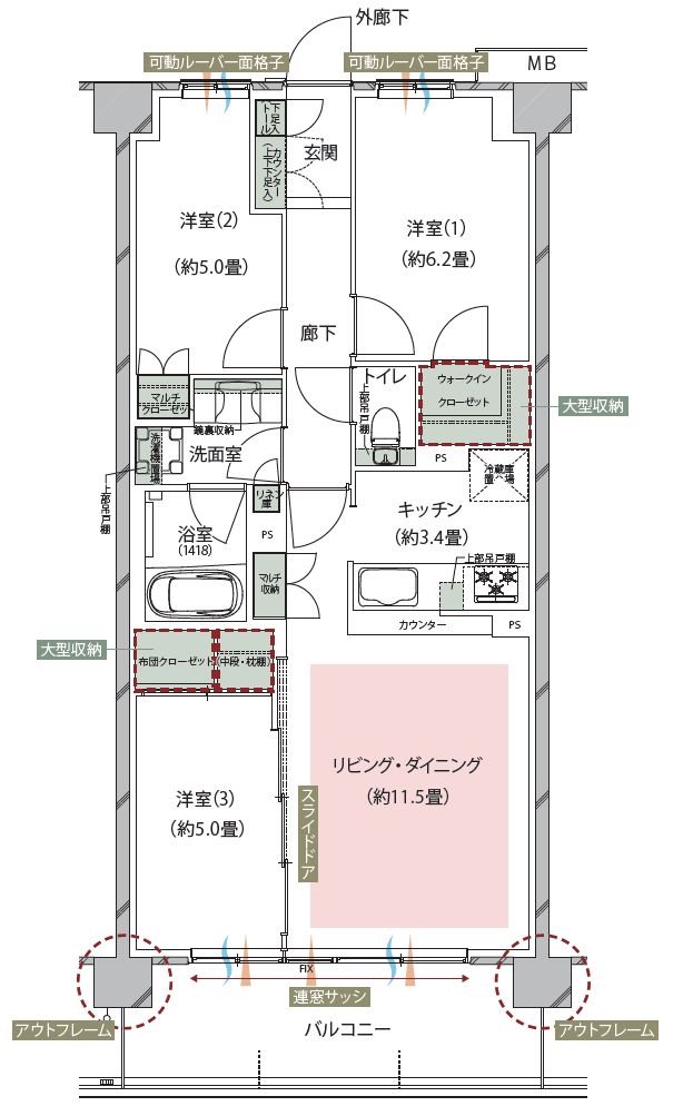 オーベル新松戸レジデンス 間取り J TYPE